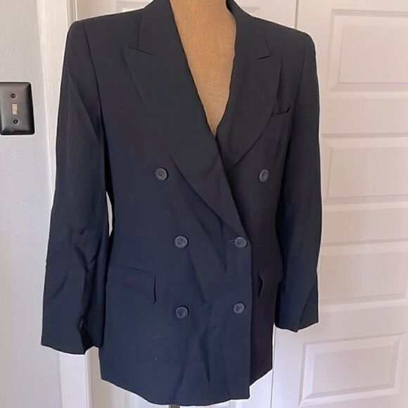 Jones New York classic dark navy blue wool blazer - Picture 2 of 7